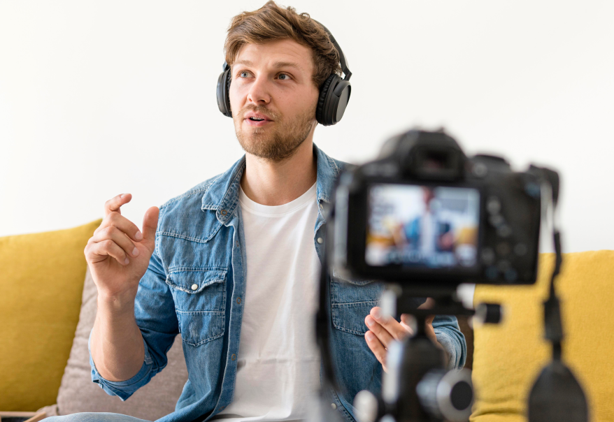 handsome male recording personal blog 1