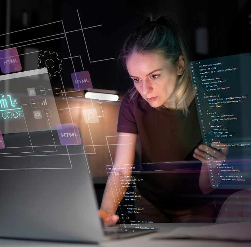 medium shot woman working laptop 1